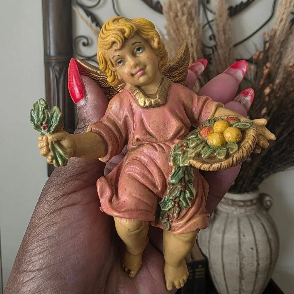 Vtg Angel Cherub Depose Italy 5' Wall Ornaments Hanging Set Of 4 135 136 137 138